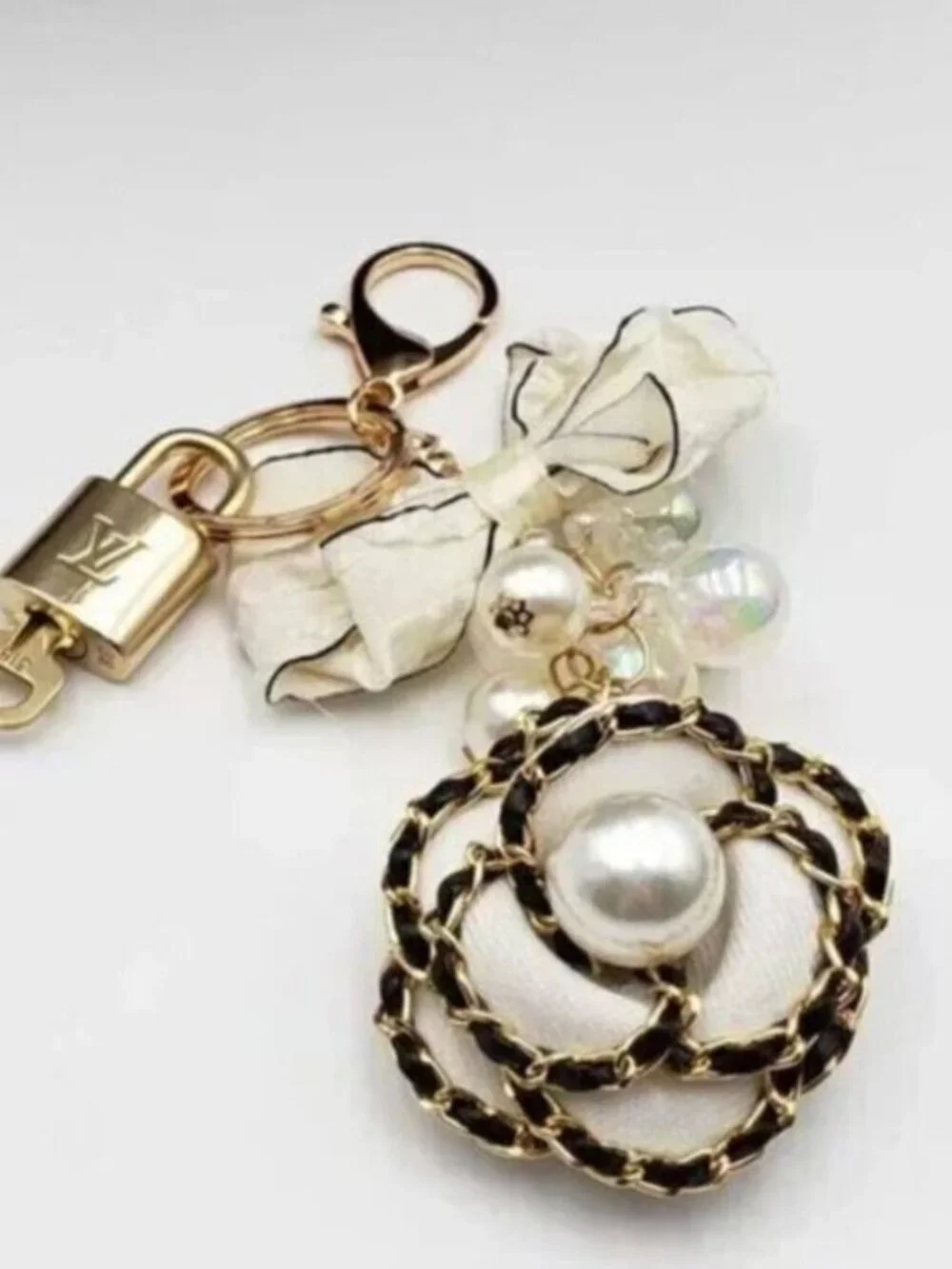 Louis Vuitton Gold Lock 🔒 Authentic LV Key + Unbranded Flower Baag Charm